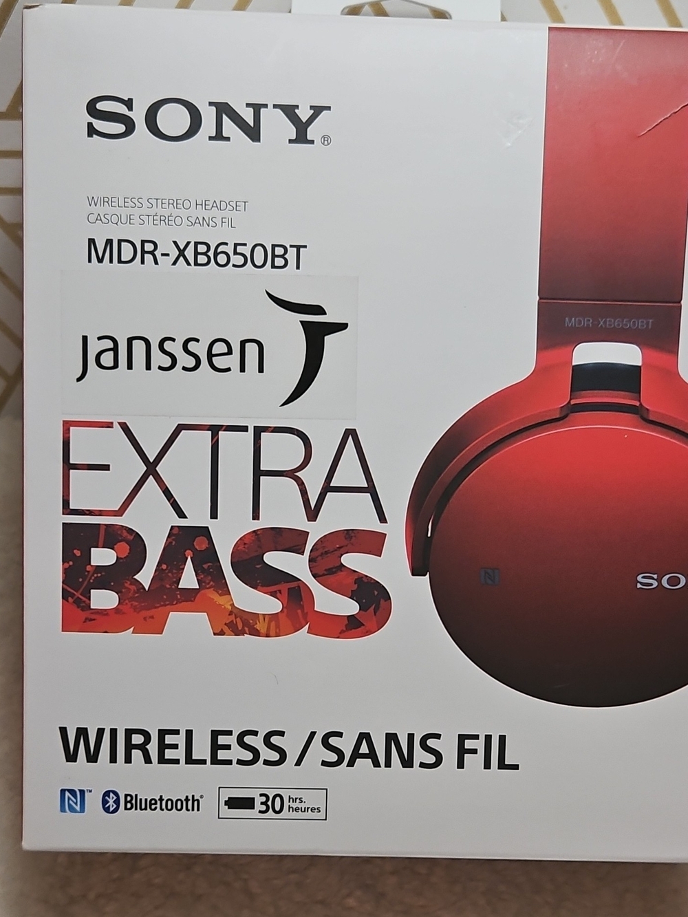 Sony MDR-XB650BT Wireless Over-Ear Headphones - Red